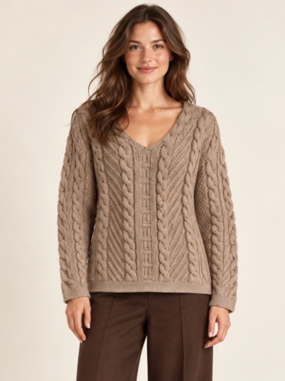 ARAN CRAFTS Merino Wool Fisherman’s Cable Knit Sweater